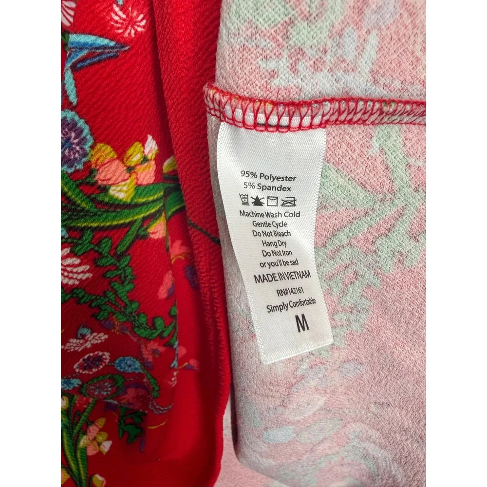 LuLaRoe Red Floral Fit and Flare Short Sleeve Knee Length‎ Dress Size M